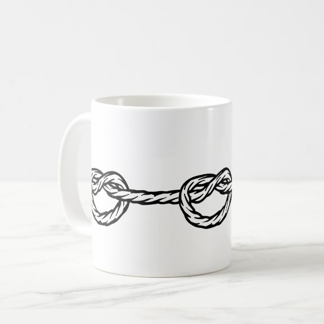 Caneca De Café Padrão de corda amarrada preto e branco (Frente Esquerda)