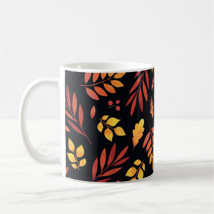 Caneca De Café Padrão de Cores de Água das Folhas de Outono Color