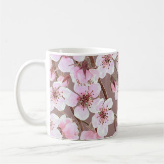 Caneca De Café Padrão de Cores de Água das Ramificações de Flor d