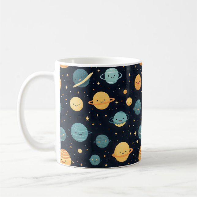 Caneca De Café Padrão de Cosmos Cute (Esquerda)