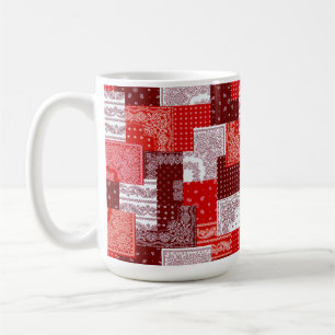 Caneca De Café Padrão de Costura Paisley de Remendo de Lenço Verm