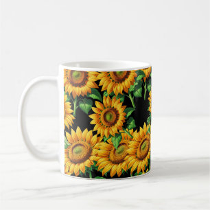 Caneca De Café Padrão de Cottagecore Floral de Girassol