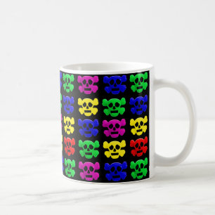 Caneca De Café Padrão de crânios coloridos