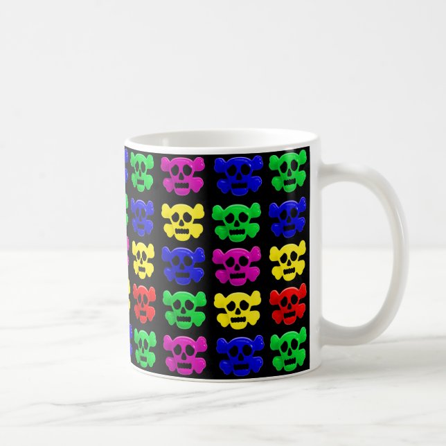Caneca De Café Padrão de crânios coloridos (Direita)