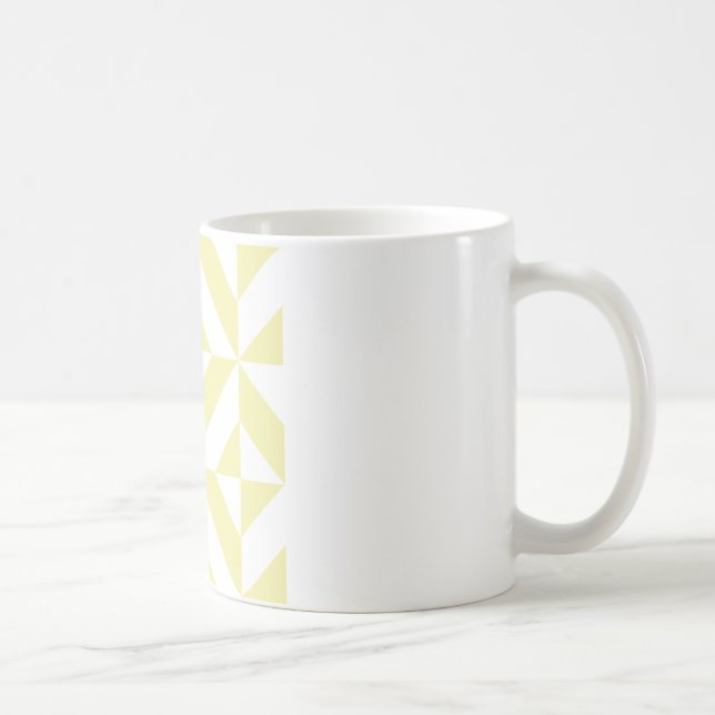 Caneca De Café Padrão de Cubo de Deco Geométrico Amarelo Pálido (Direita)