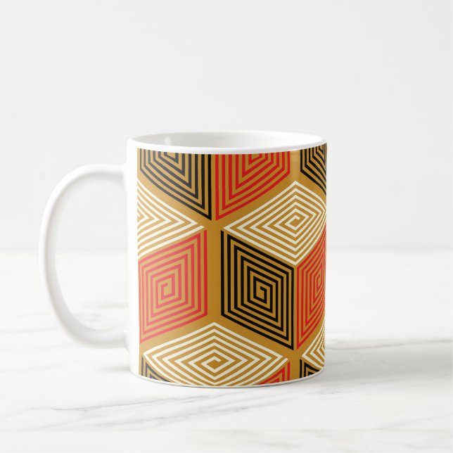 Caneca De Café Padrão de Cubo Dourado Vermelho (Esquerda)