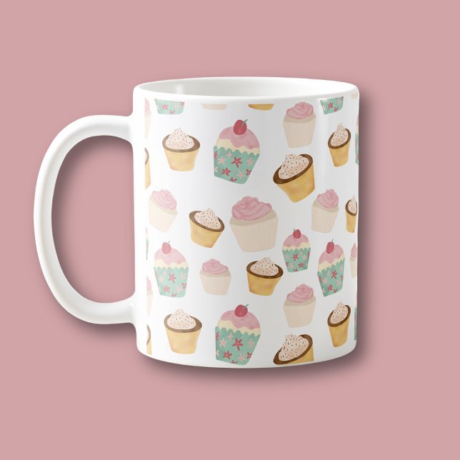 Caneca De Café Padrão de Cupcake (Cute cupcake coffee mug.)