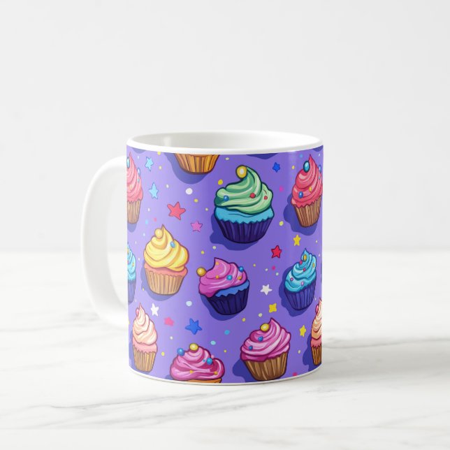 Caneca De Café Padrão de Cupcake Divertido com Gelado: Padaria Ca (Frente Esquerda)