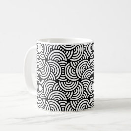 Caneca De Café Padrão de Curva Espiral Preta de Arcos Brancos de 