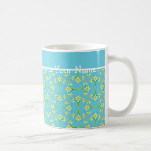 Caneca De Café Padrão de Daffodils Amarelo-ouro no Azul-Céu