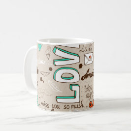 Caneca De Café Padrão de Desenho de Citações de Amor