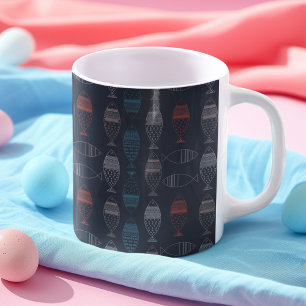 Caneca De Café Padrão de Desenho de Peixes