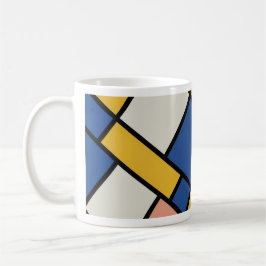 Caneca De Café padrão de design geométrico abstrato moderno em bl