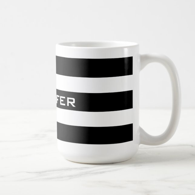Caneca De Café Padrão de Design preto e branco moderno 2 (Direita)