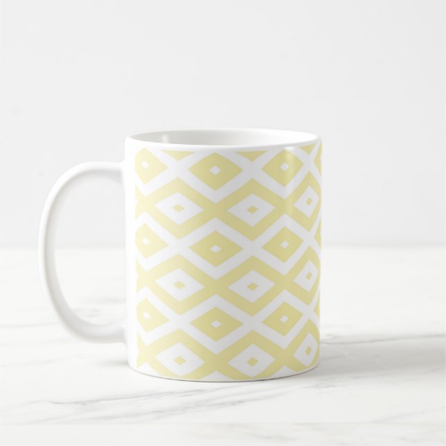 Caneca De Café Padrão de diamante amarelo pálido e branco (Esquerda)