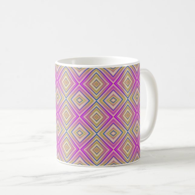 Caneca De Café Padrão de Diamante de Alternativo Roxo Delish (Frente Esquerda)