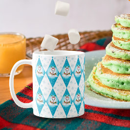 Caneca De Café Padrão de Diamante de Feriado de Inverno Samoyed