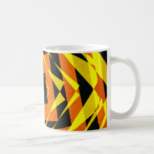 Caneca De Café Padrão de diamante listrado laranja e amarelo