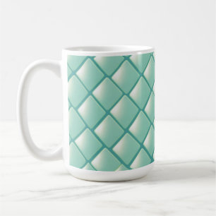 Caneca De Café Padrão de Diamante Matelassado Verde Azul