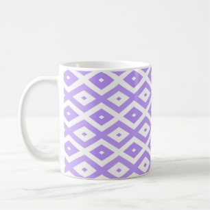 Caneca De Café Padrão de diamante roxo e branco