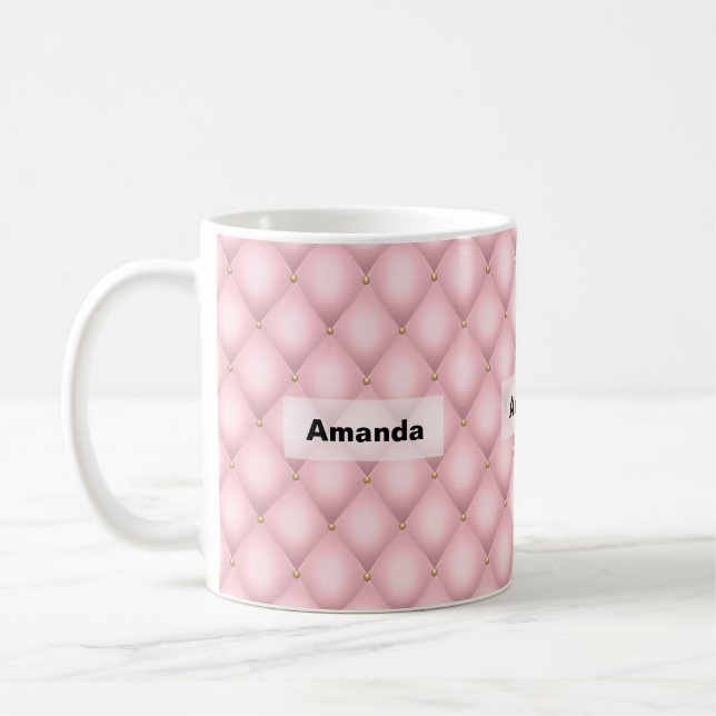Caneca De Café Padrão de Diamante Tufado de Luxo Rosa (Esquerda)