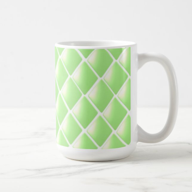 Caneca De Café Padrão de Diamante Verde Comprimido (Direita)