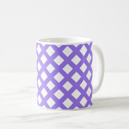 Caneca De Café Padrão de Diamante Xadrez Branco Roxo