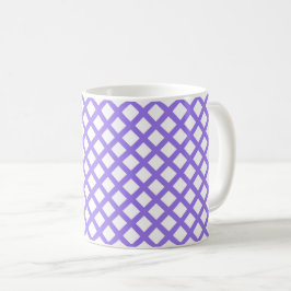 Caneca De Café Padrão de Diamante Xadrez Branco Roxo