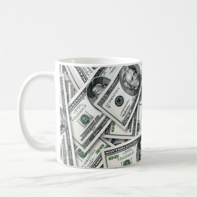 Caneca De Café Padrão de Dinheiro de Nota de Vinte Dólares (Esquerda)