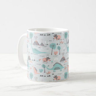 Caneca De Café Padrão de Dinossauro Pastel