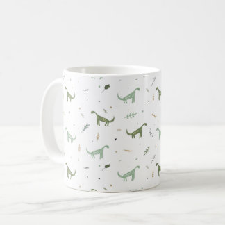 Caneca De Café Padrão de Dinossauro Verde e Bonito