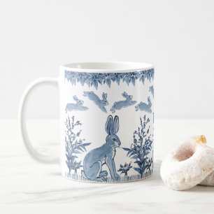 Caneca De Café Padrão de Diversão do Coelho Azul-primavera Delf