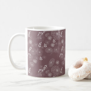 Caneca De Café Padrão de Dobras de Flor Branca Elegante