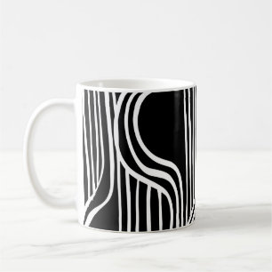 Caneca De Café Padrão de dobras. Vintage branca e negra.
