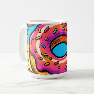 Caneca De Café Padrão de Donuts Pop Art