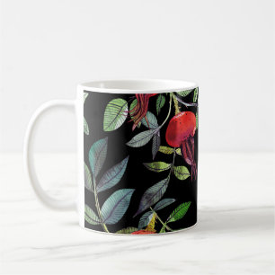 Caneca De Café Padrão de dosgrose de desenho de aquarela botânica
