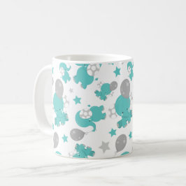 Caneca De Café Padrão De Elefantes Azuis, Elefantes Cutes, Estrel