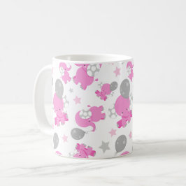 Caneca De Café Padrão De Elefantes Rosa, Elefantes Cutes, Estrela