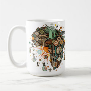 Caneca De Café Padrão de Elementos Tribais Decorativos do Mapa da