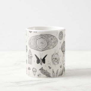 Caneca De Café Padrão de Esboço de Natureza Surreal Arte Abstrata