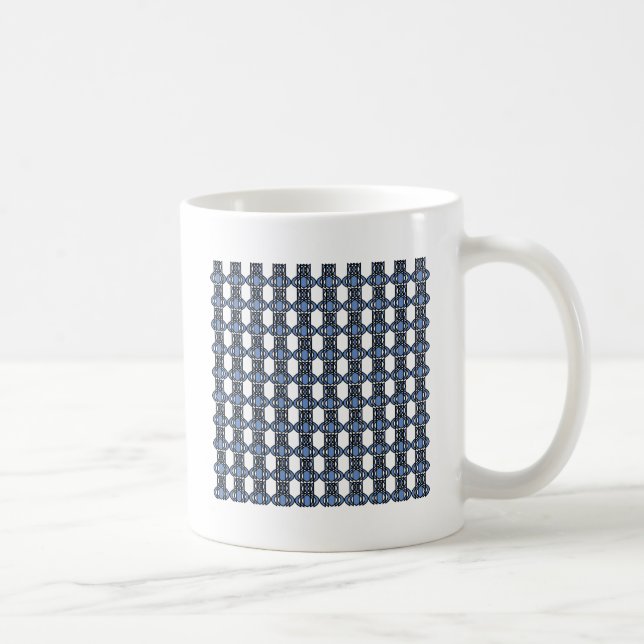 Caneca De Café Padrão de escaravelho Abstrato Azul do Mod Retro (Direita)