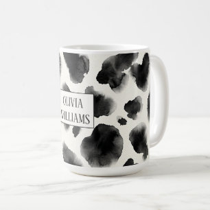 Caneca De Café Padrão de Estampa de Vaca Preto e Branco