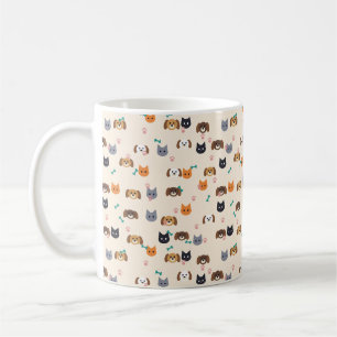 Caneca De Café Padrão de Estimação Gatos Cães e Patas