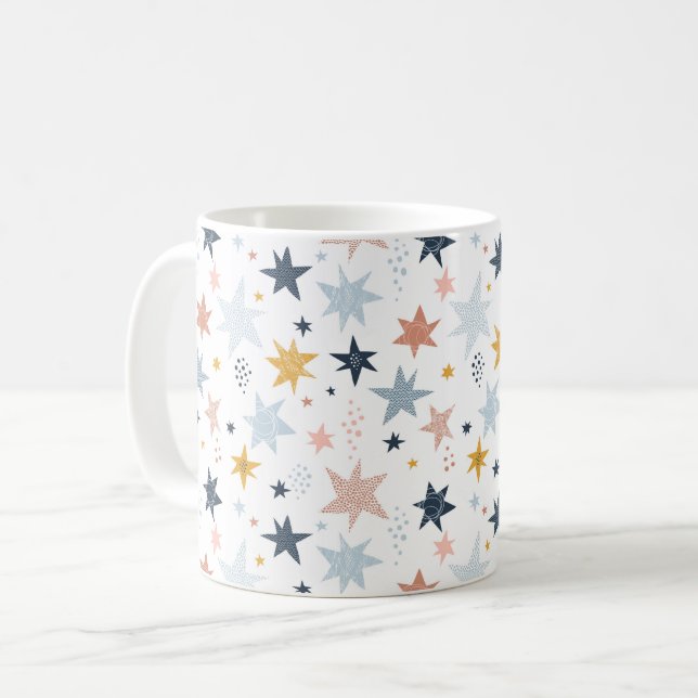 Caneca De Café Padrão de estrela divertida (Frente Esquerda)