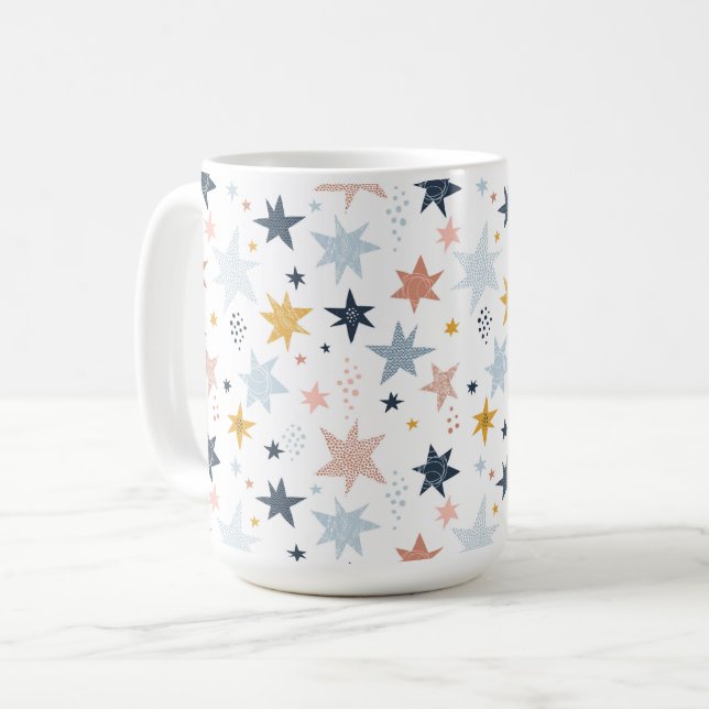 Caneca De Café Padrão de estrela divertida (Frente Esquerda)