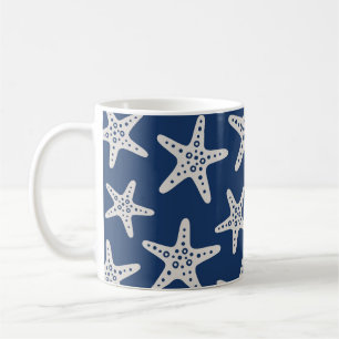 Caneca De Café Padrão de Estrela-do-Mar Azul