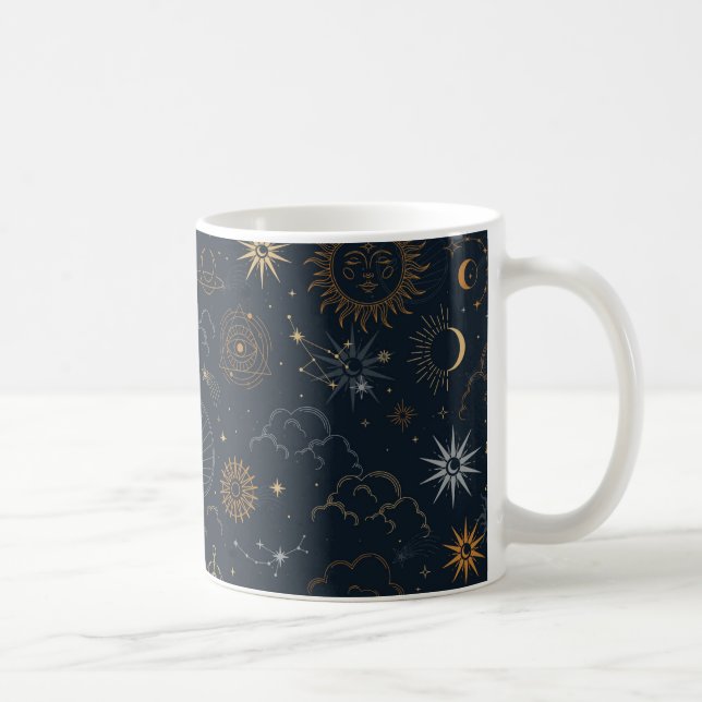 Caneca De Café Padrão de estrelas e planetas (Direita)