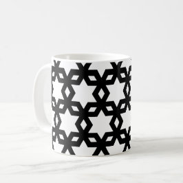 Caneca De Café Padrão de estrelas Legal geométricas brancas preta