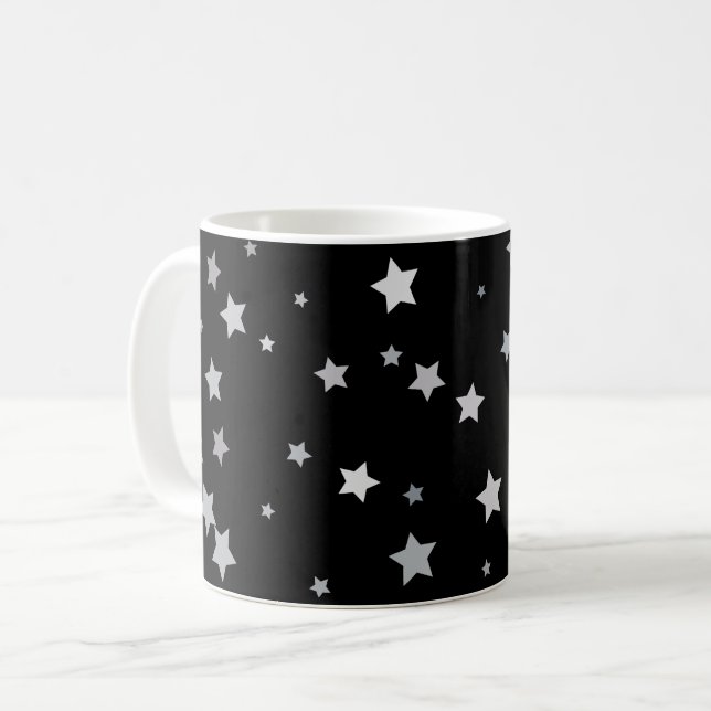Caneca De Café Padrão de Estrelas Prateadas Cujas | Qualquer cor  (Frente Esquerda)