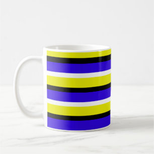 Caneca De Café Padrão de Faixa Azul Amarelo